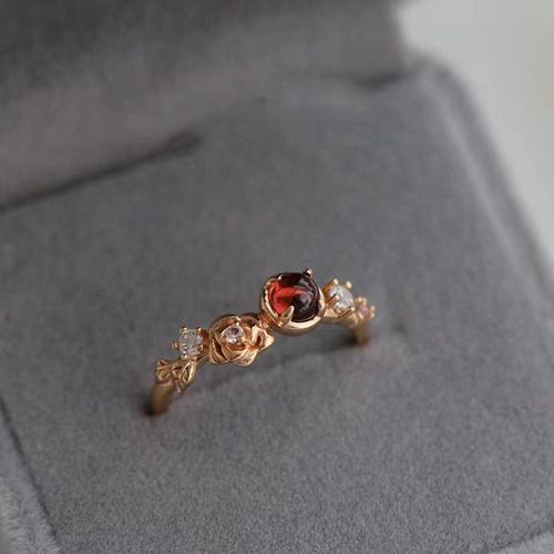 Bague Ajustable Rose Rouge Grenade Pour Femme Et Fille, Bijoux De Luxe À La Mode, Accessoires Cadeau, Nouvelle Tendance