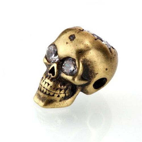 Perles De Crâne En Acier Antique Pour Bricolage, Perles D'espacement De Charme, Qualité Micro Pavée, Cristal De Zircone Cubique Contre-Indiqué, Accessoires De Direction, Trou De 2mm