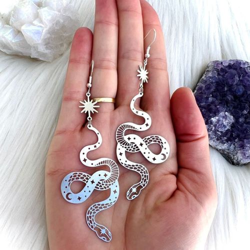 Boucles D'oreilles À Breloques Gothiques Célestes Pour Femmes, Bijoux De Sorcière, Pendentif Creux Plaqué Argent, Crochets D'oreille, Accessoires De Salle, Cadeau, Nouveau