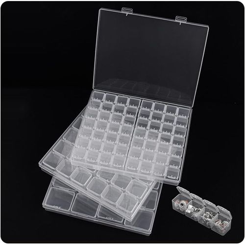 3 Pack Transparent, 102 Pièces, 272 Étiquettes Adhésives, Boîte De Rangement Réglable, Boîte De Rangement Avec Couvercle, Utilisées Pour Ranger Les Bagues Et Les Perles (3 Pack-102 Pièces)