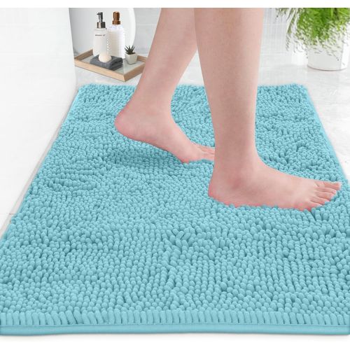 Tapis De Bain-Tapis De Salle De Bain Douche En Peluche Extra-Doux, Mat¿¿Riau En Microfibre Chenille 1 ``, Tapis De Bain Shaggy Super Absorbant |Rose Vif|15 X 23