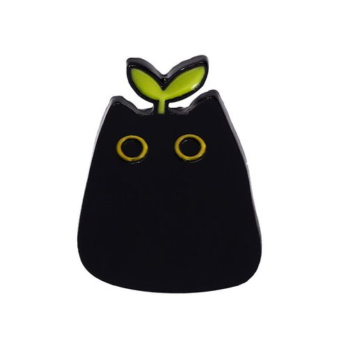 Broche En Émail De Chat Noir Mignon, Plante Quantique, Fleur En Pot, Pierres D'ange, Insigne En Métal De Dessin Animé De Chat, Épinglettes Punk, Accessoires De Bijoux