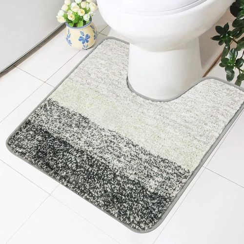 Tapis De Toilette Antid¿¿rapant Super Absorbant En Forme De U - Lavable - Gris