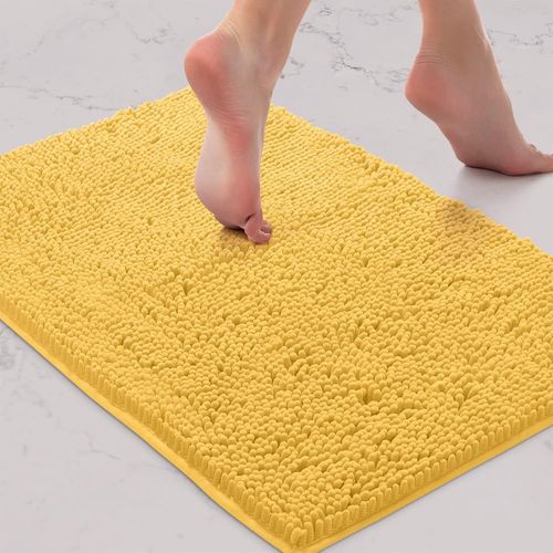 Tapis De Bain-Tapis De Salle De Bain Douche En Peluche Extra-Doux, Mat¿¿Riau En Microfibre Chenille 1 ``, Tapis De Bain Shaggy Super Absorbant |Blanc|20 X 30
