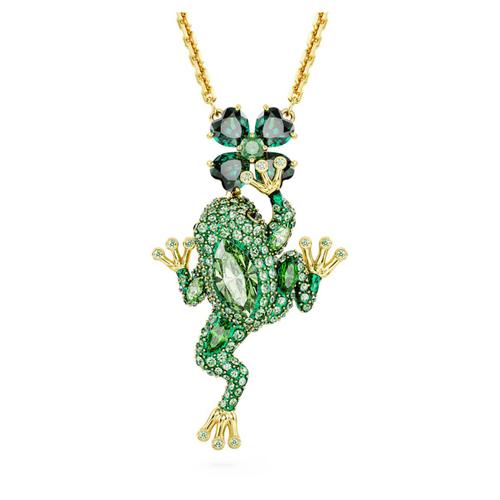 Pendentif Idyllia, Grenouille, Vert, Placage De Ton Or