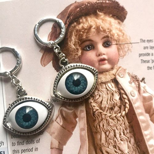 Boucles D'oreilles Avec Yeux Bleus, Accessoires De Bijoux De Fête, Vintage, Plaqué Argent, Pendentif, Crochet D'oreille, Cadeau Pour Elle