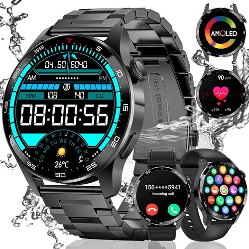 Montre Connect¿¿E Homme, 1,43"" Amoled Smartwatch Avec Fonction T¿¿L¿¿Phone, Fitness Montre,100+ Modes Sportifs/5atm,Montre Intelnte Militaire Compatible Avec Ios Android 400mah Batterie 2024