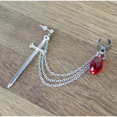Boucles D'oreilles À Breloques Épée De Vampire Gothique Pour Femmes Et Filles, Pendentif Épée En Cristal Rouge Sang, Crochet D'oreille, Accessoires De Bijoux De Sorcière Pprédéterminée, Cadeau