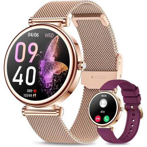 SIEMORL Montre Connectée Femme,1,32'' AMOLED HD Fitness Montre Appels Bluetooth,avec Sommeil/Fréquence Cardiaque,121 Modes Sportifs,Podomètre IP68 Etanche Montre Intelligente Pour IOS Android