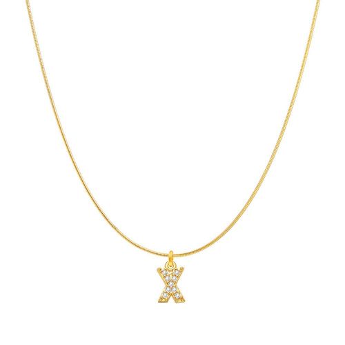 Collier À Maillons Longs En Acier Inoxydable Pour Femme, Pendentif Avec Initiale De Nom, Micro Pavé, Lettre, Document En Or