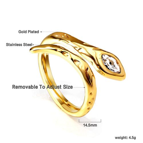 Luxusteel-Bague En Acier Inoxydable Plaqué Or Pour Femme, Anneau D'ouverture De Déclaration Hypoallergénique, Conicone Cubique Verte Contre-Indiquée, Nouveau