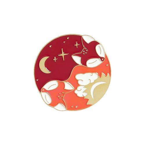 Broche À Revers Drôle Tai Chi En Émail, Collection D'épingles, Chauve-Souris, Poisson Rouge, Renard, Chat, Lapin, Loup, Badge Animal Créatif, Bijoux Punk Pour Couple