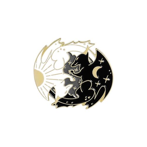 Broche À Revers Drôle Tai Chi En Émail, Collection D'épingles, Chauve-Souris, Poisson Rouge, Renard, Chat, Lapin, Loup, Badge Animal Créatif, Bijoux Punk Pour Couple