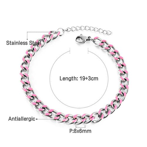 Luxusteel-Bracelet À Maillons Cubains Colorés Pour Hommes Et Femmes, Bracelet En Acier Inoxydable, Gourmette Épaisse, Bijoux Y2k, Vert, Rose, 6mm