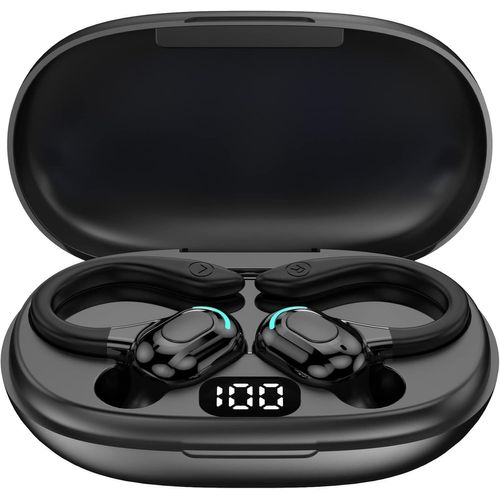 Oreillettes Sans Fil Bluetooth 5.2 \U2013 Universels, Tour D¡®Oreille 360¡Ã, Micro Int¿¿Gr¿¿, 20h Lecture, Batterie 70mah, Chargeur Type-C 300mah, Son 8d St¿¿R¿¿O, Charge Ultra Rapide(Noir)