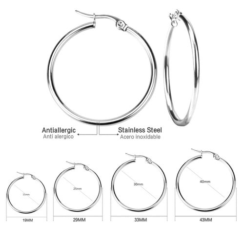 Boucles D'oreilles En Acier Inoxydable Pour Femmes Et Filles, Créoles Classiques De Luxe De 10mm À 65mm, Couleur Or Rose, Grand Cercle Rond, Ne Se Décolore Pas, Anti-Allergie