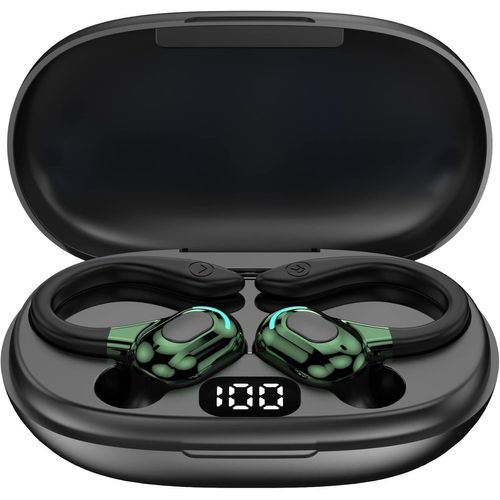 Oreillettes Sans Fil Bluetooth 5.2, Universel, Tour D'oreille 360¡Ã, Micro Int¿¿Gr¿¿, 60 Heures De Lecture, Batterie 70mah Chargeur Type-C 300mah, 8d Ster¿¿O, Option D'¿¿Coute Ind¿¿Pendante (Vert)