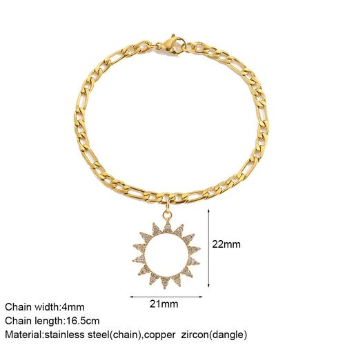 Bracelet À Breloques En Forme De C¿Ur, Amour, Soleil Et Ange Pour Femmes, ¿Il Bleu Maléfique, Couleur Or, Chaîne En Acier Inoxydable Et Cuivre Cz