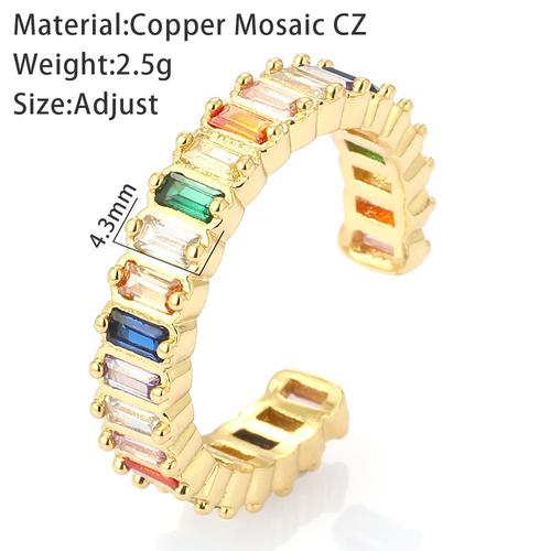 Bagues Géométriques Boho Micro Pave Cz Pour Hommes Et Femmes, Bague Hip Hop Punk, Bague En Cuivre Bohème Réglable, Document En Or Coloré