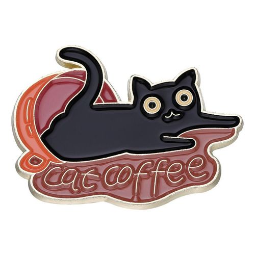 Broche En Émail Chat Noir Mignon, Poignard, Couronne De Chat, Plante, Rose, Livre, Café, Sac De Poisson, Insigne Animal Créatif, Épinglette En Métal, Bijoux