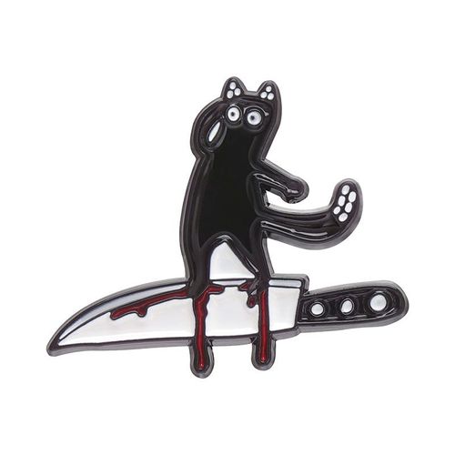 Broche En Émail Chat Noir Mignon, Poignard, Couronne De Chat, Plante, Rose, Livre, Café, Sac De Poisson, Insigne Animal Créatif, Épinglette En Métal, Bijoux
