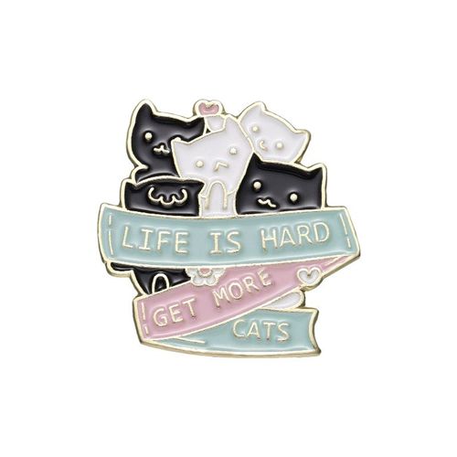 Broche En Émail Chat Noir Mignon, Poignard, Couronne De Chat, Plante, Rose, Livre, Café, Sac De Poisson, Insigne Animal Créatif, Épinglette En Métal, Bijoux