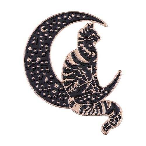 Broche En Émail Chat Noir Mignon, Poignard, Couronne De Chat, Plante, Rose, Livre, Café, Sac De Poisson, Insigne Animal Créatif, Épinglette En Métal, Bijoux