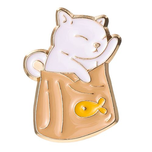 Broche En Émail Chat Noir Mignon, Poignard, Couronne De Chat, Plante, Rose, Livre, Café, Sac De Poisson, Insigne Animal Créatif, Épinglette En Métal, Bijoux