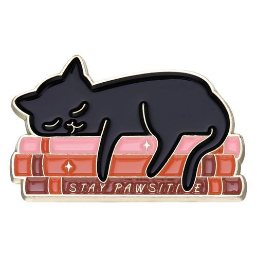 Broche En Émail Chat Noir Mignon, Poignard, Couronne De Chat, Plante, Rose, Livre, Café, Sac De Poisson, Insigne Animal Créatif, Épinglette En Métal, Bijoux