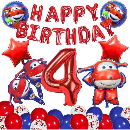 Anniversaire Super Wing 4 Ans,Anniversaire Decoration Super Wing, Avion Ballons Aluminium, Avion D¿¿coration De F¿ºte D'Anniversaire, Avion D¿¿corations De Ballons D'Anniversaire Pour Enfants