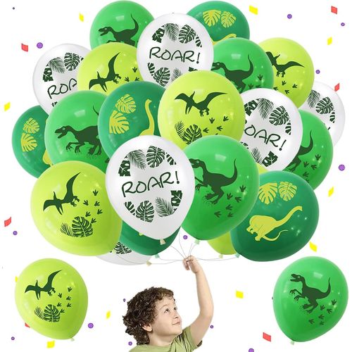 40 Pi¿¿Ces Ballon Dinausore, 12 Pouces Dinosaurs Ballons En Latex, Dinosaure Ballon Vert Blanc Pour Dinosaur Party Supplies, Dinosaur Party Decorations, F¿ºte Pr¿¿Natale