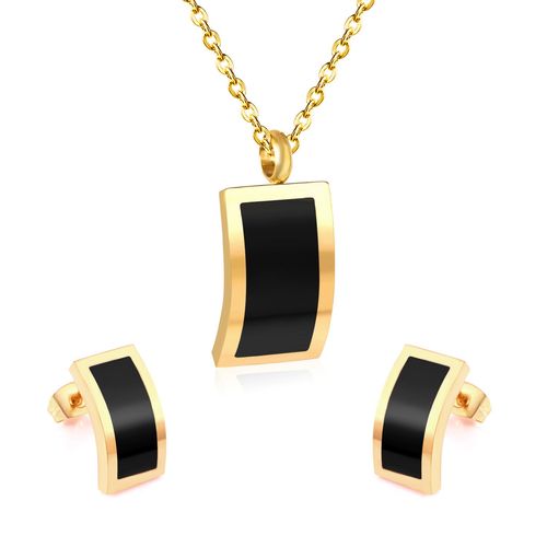 Luxusteel-Collier Et Boucles D'oreilles Vintage En Acier Inoxydable Pour Homme Et Femme, Ensemble De Bijoux De Dubaï Avec Pendentif En Coquillage Noir Et Blanc