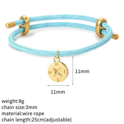 Bracelet À Breloques En Forme D'éléphant Et D'étoile Turc, Mauvais ¿Il Bleu, En Forme De C¿Ur, Style Boho, Tressé, Equipé D'un Fermoir Réglable En Acier Inoxydable, Pour Femme