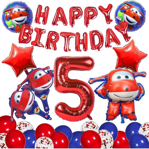 Anniversaire Super Wing 5 Ans,Anniversaire Decoration Super Wing, Avion Ballons Aluminium, Avion D¿¿coration De F¿ºte D'Anniversaire, Avion D¿¿corations De Ballons D'Anniversaire Pour Enfants