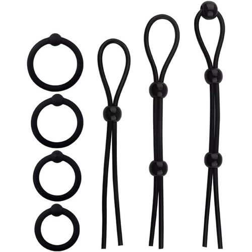 7 Pcs Cock Rings Silicone Cock Ring Penis Lock Corde Bondage String Cock Ring Avec Perles R¿¿Glable Double Bondage P¿¿Nis Torture 4 O Links 3 String Cock Rings Silicone Haute ¿¿Lastique Accessoires