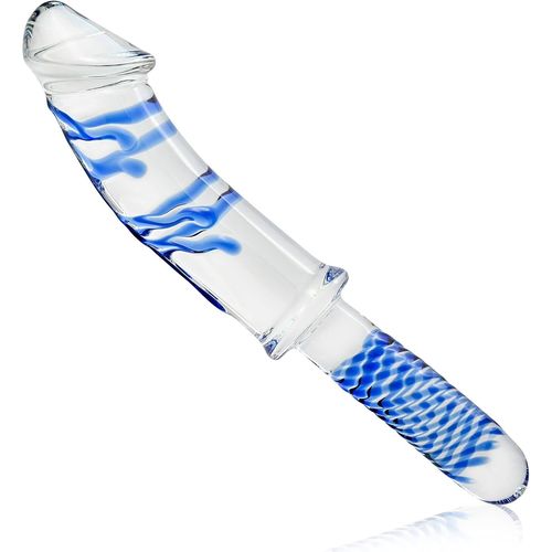 Godemich¿¿ Realiste Pour Femme Gode ??En Verre Avec Poign¿¿E En Cristal P¿¿Nis Gode Anal Plug Anal Pour Femmes Hommes Masturbation Sex Toys (Bleu)