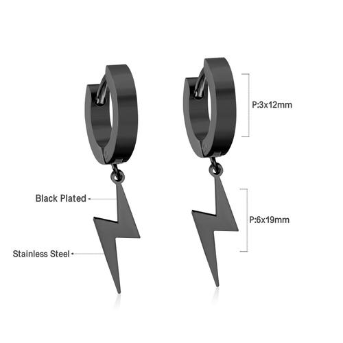 Luxusteel-Boucles D'oreilles Créoles Punk Pour Homme, Acier Inoxydable Noir, Bijoux D'oreille Géométriques De Base, Gothique, Hip Hop, Mâle, Cool, 2 Pièces