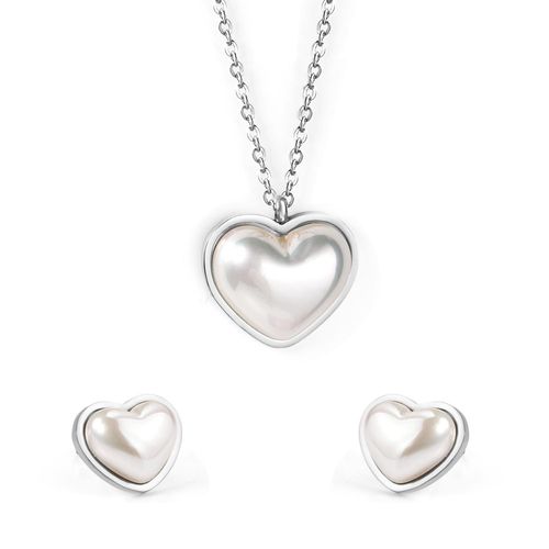 Luxusteel-Boucles D'oreilles En Perles Épaissies De C¿Ur Pour Femmes Et Filles, Acier Inoxydable, Document Doré, Collier Plus Foncé, Bijoux, Cadeau De Mariage