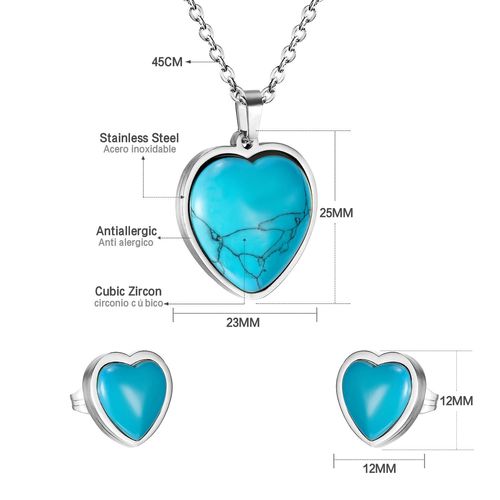Luxusteel-Ensemble Collier Et Boucles D'oreilles En Pierre Naturelle Pour Femme, Bleu Turquoise, Géométrique, Carré, Ovale, Bijoux De Ixde Mariage, Cadeaux