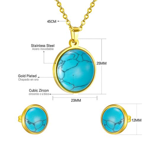 Luxusteel-Ensemble Collier Et Boucles D'oreilles En Pierre Naturelle Pour Femme, Bleu Turquoise, Géométrique, Carré, Ovale, Bijoux De Ixde Mariage, Cadeaux