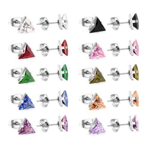 Luxsteel ? Boucles D'oreilles En Forme De Triangle Pour Bébé Fille, 10 Paires De Différentes Couleurs, Vente En Gros