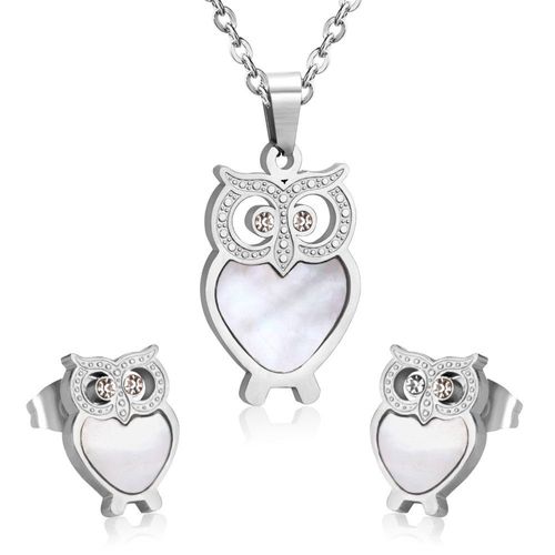Ensemble De Colliers Et Boucles D'oreilles De Luxe Pour Femmes, En Acier Inoxydable, Coquillage, Belle Chouette, Pendentif, Boucles D'oreilles, Fête, Chaînes De Couleur Or