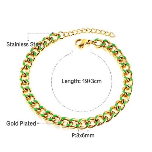 Luxusteel-Bracelet À Maillons Cubains Colorés Pour Hommes Et Femmes, Bracelet En Acier Inoxydable, Gourmette Épaisse, Bijoux Y2k, Vert, Rose, 6mm