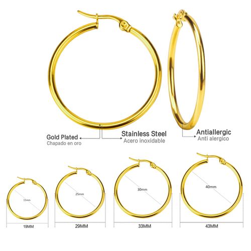 Boucles D'oreilles En Acier Inoxydable Pour Femmes Et Filles, Créoles Classiques De Luxe De 10mm À 65mm, Couleur Or Rose, Grand Cercle Rond, Ne Se Décolore Pas, Anti-Allergie
