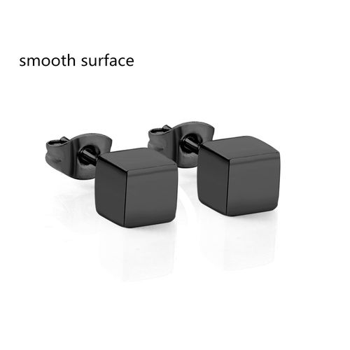 Luxusteel-Boucles D'oreilles Carrées En Acier Inoxydable Pour Homme, Bijoux Lisses En Or Rose Coloré De 6mm