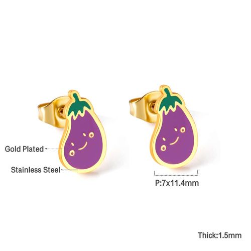 Luxusteel-Boucles D'oreilles Fruits Colorés Pour Petites Bol, Acier Inoxydable, Harvey Aubergine, Bijoux De Noël Pour Enfants