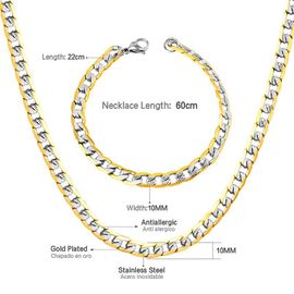 Luxusteel-Collier Long En Acier Inoxydable Pour La Fête, Couleur Argent, Largeur 6mm/8mm/10mm, Longueur 50cm/55cm/60cm