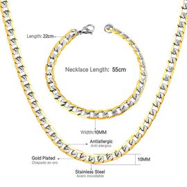 Luxusteel-Collier Long En Acier Inoxydable Pour La Fête, Couleur Argent, Largeur 6mm/8mm/10mm, Longueur 50cm/55cm/60cm