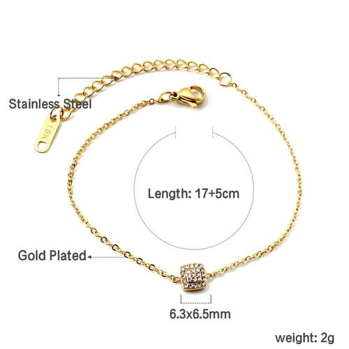 Luxusteel-Bracelets En Acier Inoxydable Plaqué Or 18 Carats Pour Femmes Et Filles, Carré Blanc, Cubique, Contredit, Luxe, Réglable, Nouveau, 2023