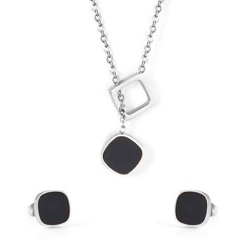 Luxusteel-Collier Et Boucles D'oreilles Vintage En Acier Inoxydable Pour Homme Et Femme, Ensemble De Bijoux De Dubaï Avec Pendentif En Coquillage Noir Et Blanc